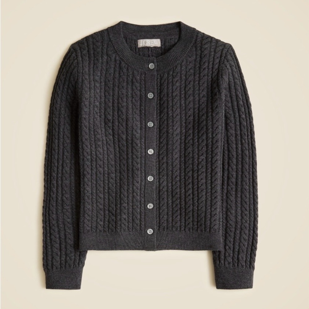 J. Crew Women's Cable-knit Crewneck Cardigan in Merino Wool NWT